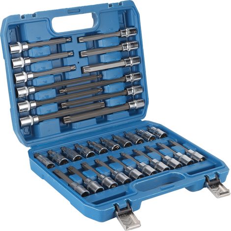 Jeu de 32 douilles à six pans 1/2 pouce avec coffret, acier chromé-vanadium, outil de réparation automobile (1/5)