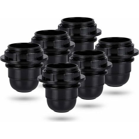 Douille a vis e27 noire - 6x Douille lampe e27 anneau en plastique - Douille ampoule e27 - Support douille ampoule e27 pour plafond et lampe suspendue - e27 douille ampoule (1/5)