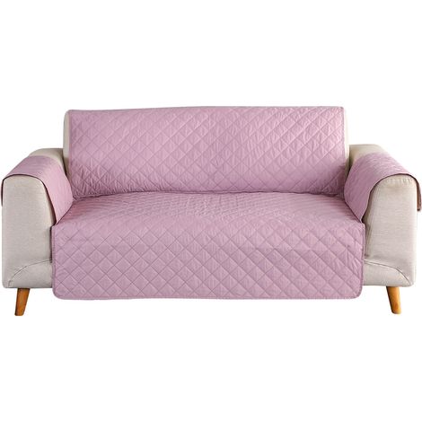 Housse de canapé pour deux places Polyester Imperméable et Antidérapante Rose 116x190cm Protection Meuble (1/5)