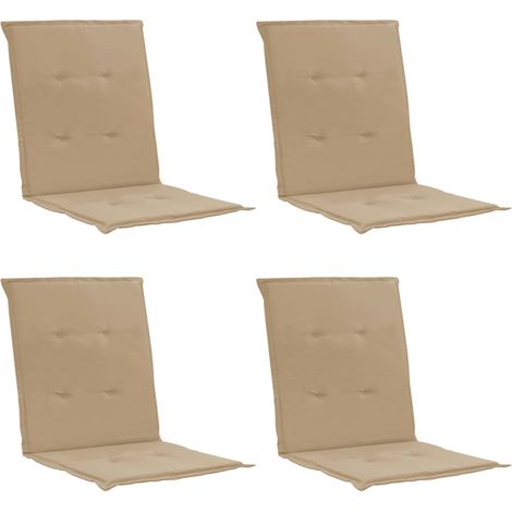 lot de 4 coussins de chaise de jardin 100% polyester imperméable beige 100 x 50 x 3 cm DEC021693
