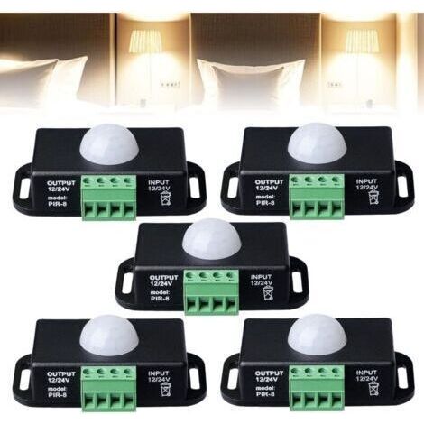 5 Pack DC 12V-24V PIR Infrared Sensor with Motion Detector, Infrared Motion Sensor Switch, LED Motion Sensor, Infrared Motion Detector (1/4)