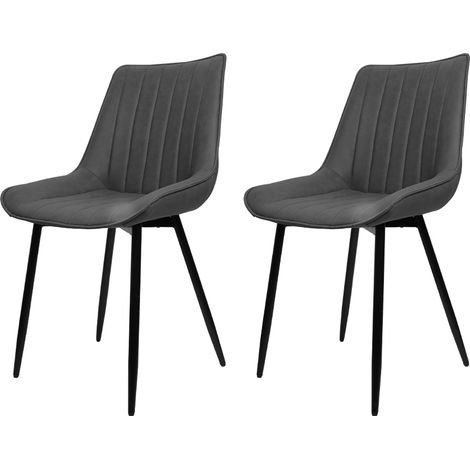 AQRAU Lot de 4 Chaises, Chaise de Cuisine, avec Pieds en Métal, Gris foncé (1/5)
