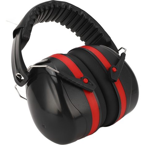 Casque antibruit industriel amélioré, casque à réduction de bruit, pour le tir, le sommeil, l'apprentissage, protection silencieuse, noir et rouge. (1/5)