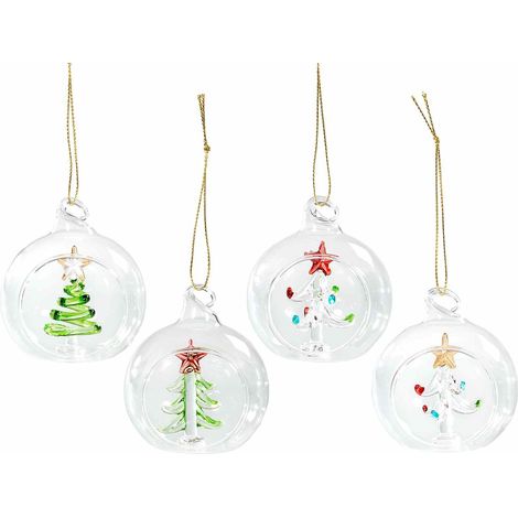Palline in vetro per albero di Natale con decori interni - 16 pezzi, diametro 6 cm (1/2)