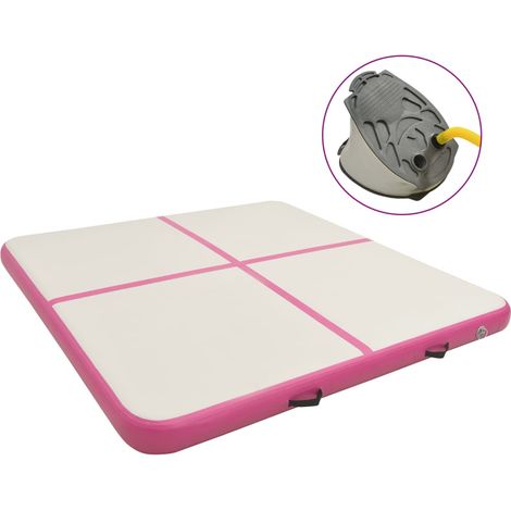 vidaXL Tapis gonflable de gymnastique avec pompe 200x200x10cm PVC Rose (1/5)