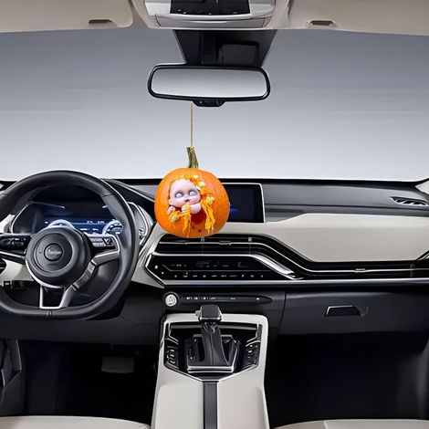 Pendentif citrouille d'Halloween pour voiture, ornement acrylique, accessoire pour rétroviseur intérieur. (1/3)