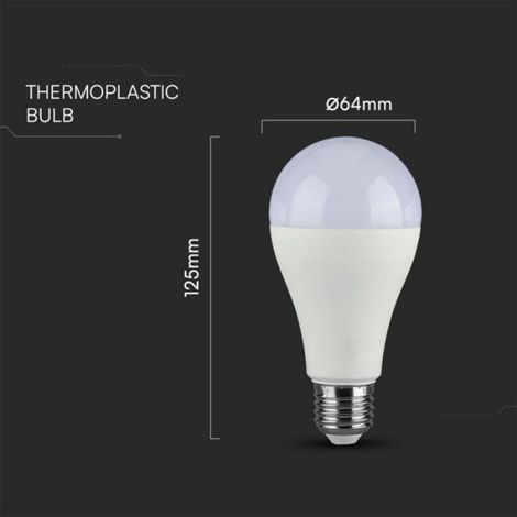 Ampoule LED E27 15W - Blanc Chaud 3000K - 1521lm - A65 - Plastique TA-214453 (1/5)