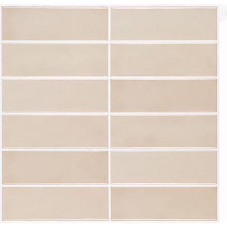 Lot de 10 feuilles de carrelage mural autocollant 3D pour cuisine, 30,5 x 30,5 cm, grande taille, beige marbré (1/5)