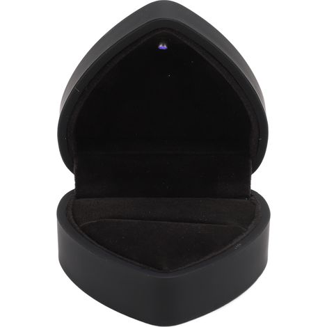 Boîte à bague en forme de cœur LED, imperméable, exquise, romantique, boîte d'exposition de bijoux décorative, pour demande en mariage, fiançailles, mariage, noir (1/4)