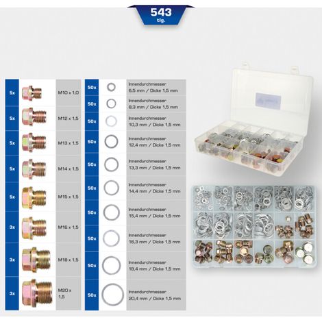 BRILLIANT TOOLS Assortiment de bouchons et joints de vidange 543 pcs. - BT711200 (1/5)