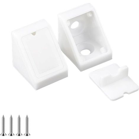 20 Pièces Angle Suport pour Etagere, Équerre D'angle en Plastique, Connecteurs de Meubles, avec Vis, Équerres D'étagère, Connecteur Angle (1/5)
