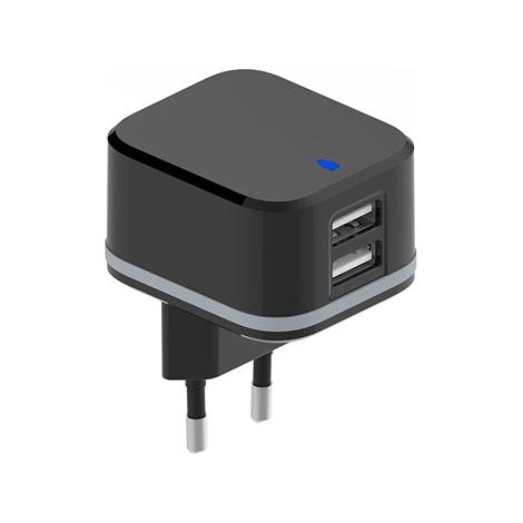 Caricatore compatto con 2 porte USB - 5 V - 4,8 A max - 24 W max - Nero (1/3)