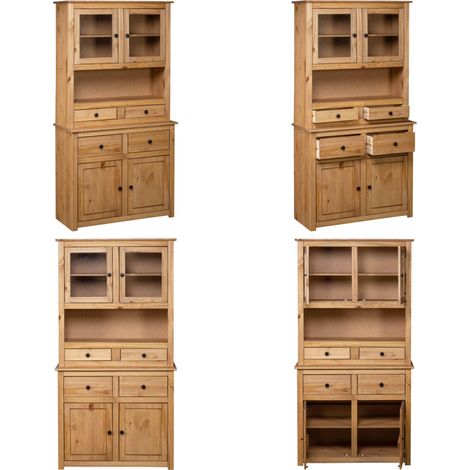 Buffet haut 93x40,5x180 cm Pin Gamme Panama - Buffet - Meuble De Rangement - Commode - Armoire - Mobilier Rustique - Home & Living