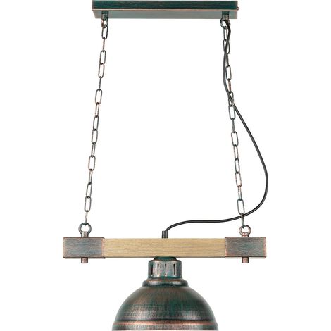 Pendelleuchte in Kupfer Antik Holz E27 Metall Vintage Design Wohnzimmer