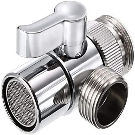Polished Chrome Brass Sink Valve Diverter Faucet Splitter for Kitchen, Handheld Shower Head or Bathroom Sink Faucet Replacement Part Faucet to Hose Adapter Splitter