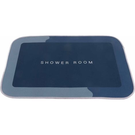 Tapis de Salle de Bain Moderne Absorbant, Séchage Rapide, Antidérapant, Bleu Foncé, Format Carré (1/5)