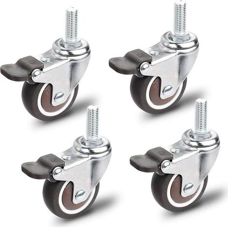 Roulettes pour Meubles, 4 Pièces Roulette Pivotante, M10x25mm Universelles Roulettes pour Meubles, Capacité de Charge 40 KG par Roulettes (1/5)