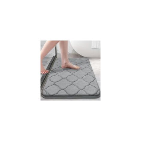 Rutschfeste Badematte aus weichem, hoch saugfähigem Memory-Schaum, maschinenwaschbar – 40 x 60 cm, grau – Crezuo