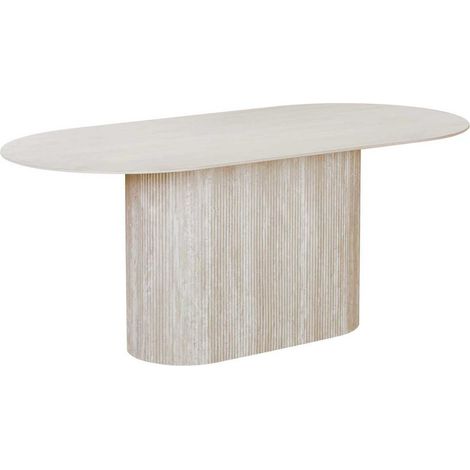 GAEL XL - Table à manger ovale en céramique beige 180 cm
