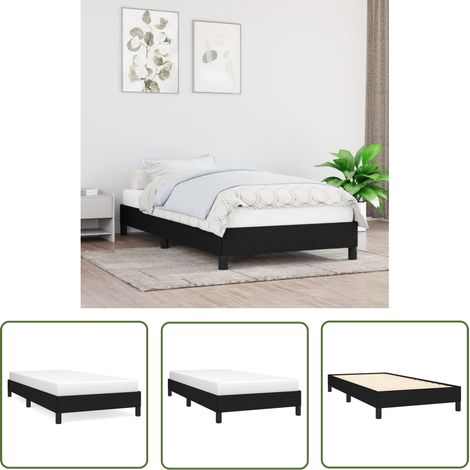 The Living Store Cadre de lit sans matelas noir 90x190 cm tissu - Cadre De Lit - Lit Double - Literie - Meuble Chambre - Design Moderne (1/5)