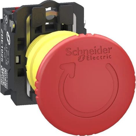 Pulsante arresto di emergenza Harmony XB5 Ø40 premere-girare rosso 1NA+1NC Push In - XB5AS84455