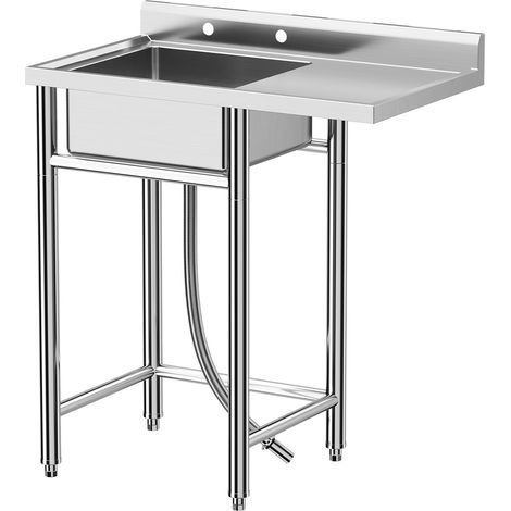 Évier de Cuisine, évier de restaurant commercial, évier de restauration portable sur pied en acier inoxydable, évier utilitaire extérieur à cuve unique pour hôtel, maison, bar, buanderie (1/5)