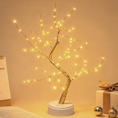 Arbre Lumineux LED, Arbre Lumineux Blanc Chaud, Lampe Lumineux Branches Réglables, 120 LED, pour la Décoration de Fête de Mariage, Alimentation par USB/Batterie (1/5)