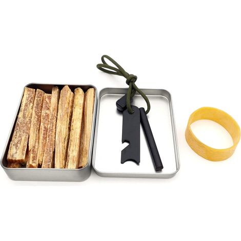 Survival Ensemble de silex d'urgence tige de magnésium Flint Fire Starter boîte étanche pour extérieur Fatwood Stick Fire Starter Outil de survie (1/5)
