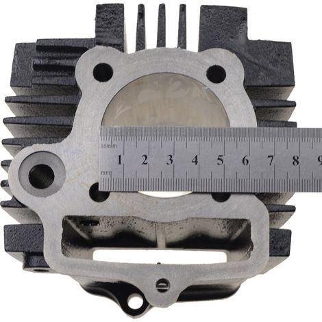 52.4 mm cylinder head and cylinder liner assembly with gasket, piston, and spark plug for 4-stroke 110cc go-karts. (1/4)