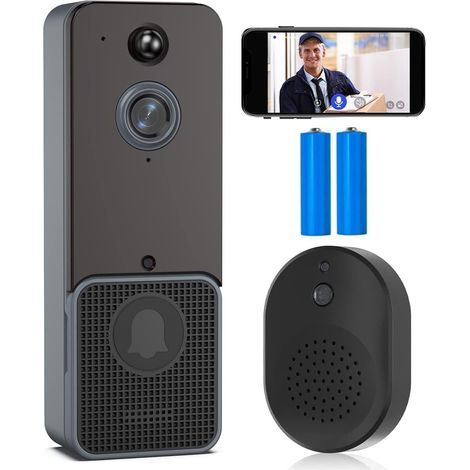 Caméra de sécurité sans fil avec sonnette vidéo Smart Home sans fil WiFi vidéo sonnette caméra numérique extérieur sonnette interphone HD Vision nocturne Protection de sécurité Installation facile ( C (1/5)