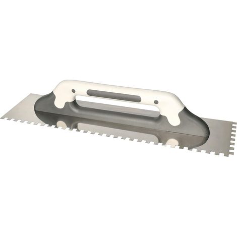 KOTARBAU Planche à frire en acier inoxydable 480 x 130 mm spatule dentée 8 x 8 mm pour colle mastic plâtre truelle dentée (1/5)