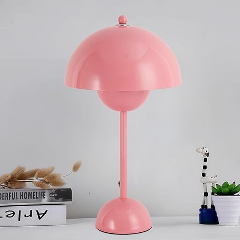 Lampe de table champignon nordique métal rose, E27, H45 cm