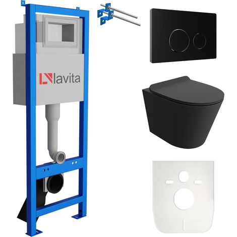 LAVITA WC Set mit Vorwandelement, Wand-WC und Spülknopf (1/5)