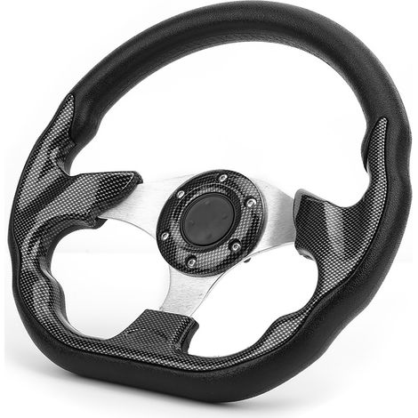 Volant Voiture Universel 320mm Fibre Carbone Style Course Drift avec Bouton Klaxon (1/5)