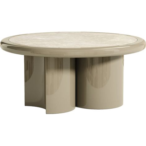 Table basse en marbre et MDF - Beige et taupe laqué - DIRAMA (1/5)