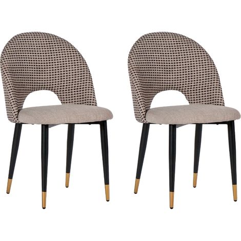 Lot de 2 chaises vintage en tissu taupe et métal Casita VERMONT CHAVERTAU 11