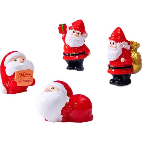 Lot de 4 Ornements de Père Noël en résine, Sculpture Miniature, de Noël pour la Maison, Le Bureau et Le Jardin, décorations de Paysage, fêtes, décorations d ' intérieur (1/5)