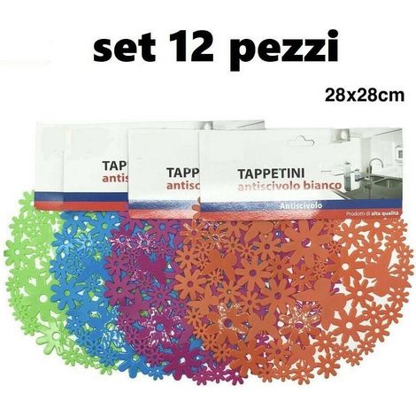 TrAdE Shop Traesio - Set 12 Pezzi Tappeto Tappetino Per Lavello In Gomma Cucina Antiscivolo 28 Cm -