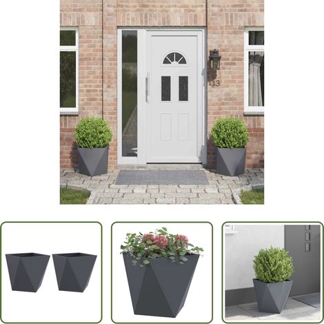 Terrassenpflanzer - Pflanzkübel 2 pcs Anthrazit 40 x 40 x 40 cm Stahl (1/5)