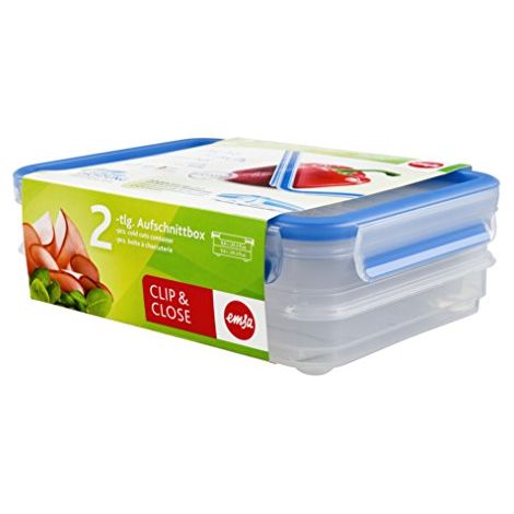 Emsa Clip & Close Contenitore per Affettati, Rettangolare, Plastica, Trasparente, 22.5x16.3x7.4 cm (1/4)
