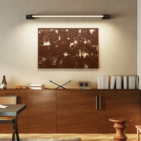 Decoración de Pared de Madera 3D 3 Piezas 40x80 cm Adornos de Pared con Patrón de Hojas Tropicales Nogal (1/5)