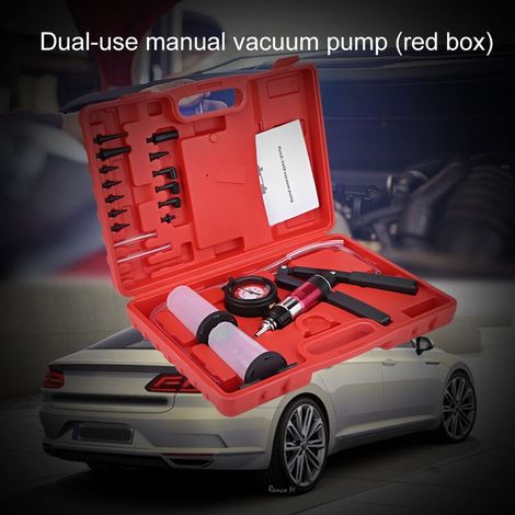 kit de Ventilation de Frein, manomètre Manuel Pompe à Vide testeur kit avec Adaptateur Liquide de Frein Outil de Remplacement système de Ventilation d'embrayage pour Voiture, Moto, Camion (1/5)