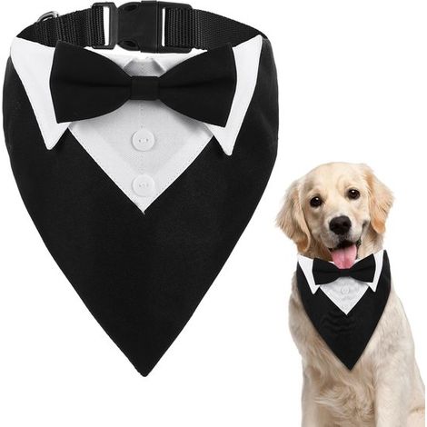 Smoking formale per cani - Papillon regolabile per cani - Bandana/Fascia da collo per matrimoni - Feste - Bandana in cotone - Collare per cani per compleanni - Costumi (1/5)