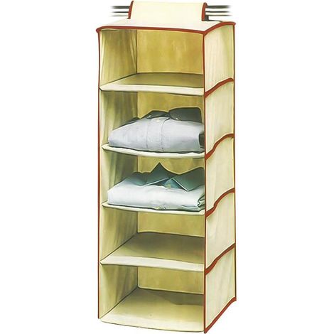 HAPPY organizador ropa 5 estantes 30x30x100 , Organizador de ropa de 5 estantes Ecológico, antimoho y resistente a la humedad Ideal para guardar camisas u otras prendas (1/2)
