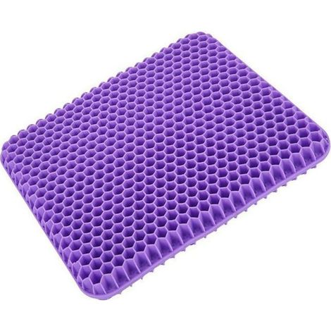 Cojín para silla, cojín de gel transpirable, cojín antiescaras, alivio de presión para uso ortopédico con funda antideslizante para coche/oficina/hogar/silla de ruedas (morado) (1/5)