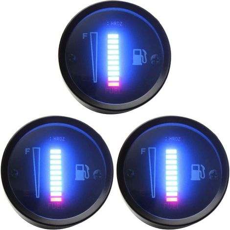 3 jauges de carburant universelles 24 V, 52 mm (2 pouces), pour voitures et motos, avec indicateur LED. (1/5)