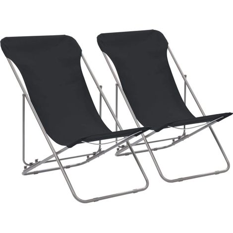 Sillas plegables (2 unidades) de acero y tela Oxford negra vidaXL (1/2)