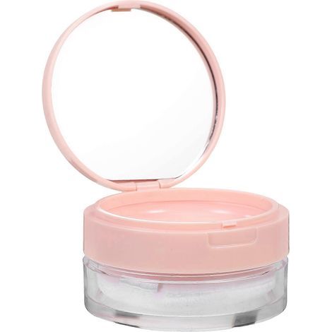 Boîte à poudre libre vide et portable avec miroir, contenant pour poudre, petite trousse de maquillage en plastique élastique et maille, avec houppette.-Pink (1/4)