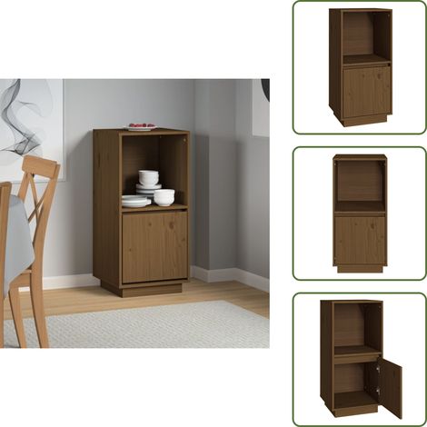 Sideboard Honigbraun 38x35x80 cm Massivholz Kiefer - Sideboard - Holzmöbel - Kiefernholz - Schreibtisch - Regal