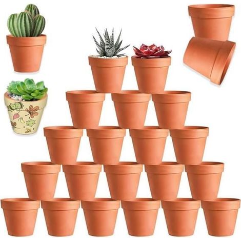Pots en Terre Cuite - Artisanale - Mini Pots - 24 pcs - 3,5 × 3 cm - Drainage Optimal (1/3)